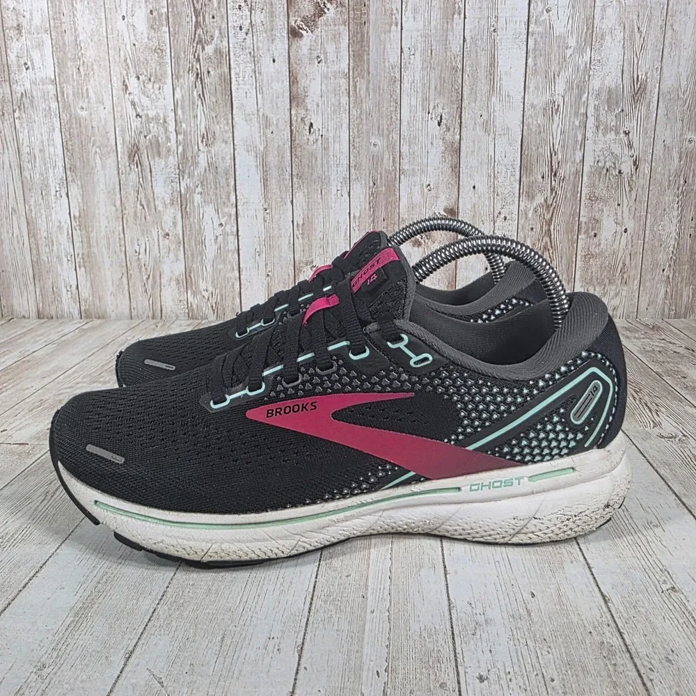 Brooks Ghost 14 Women's Running‎ Shoes Black Pink Teal Size 8.5